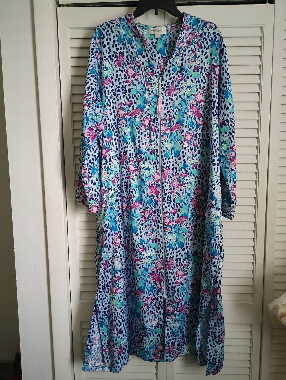 Women's Miss Elaine Floral Print Zip-Front Robe/Nightgown (2X) - Picture 2 of 15